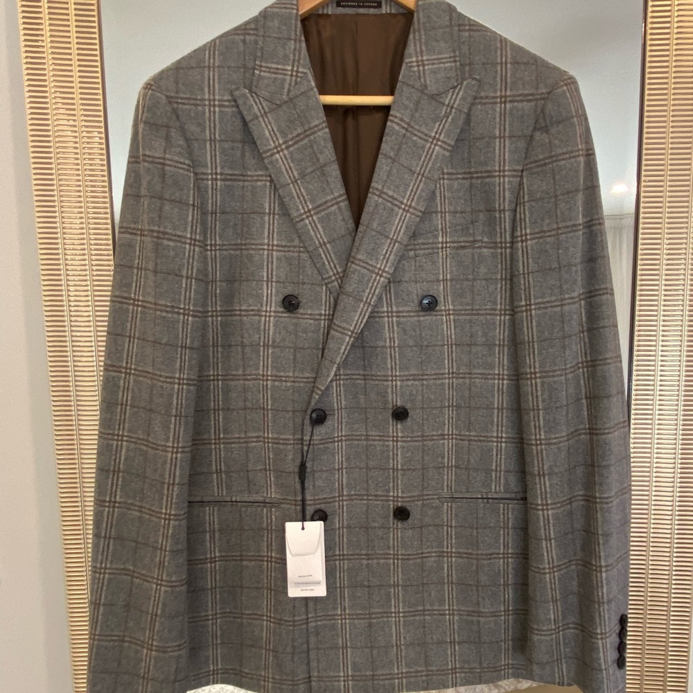REISS Men’s Blazer Jacket Double Breasted Size 42R NEW WITH TAGS
